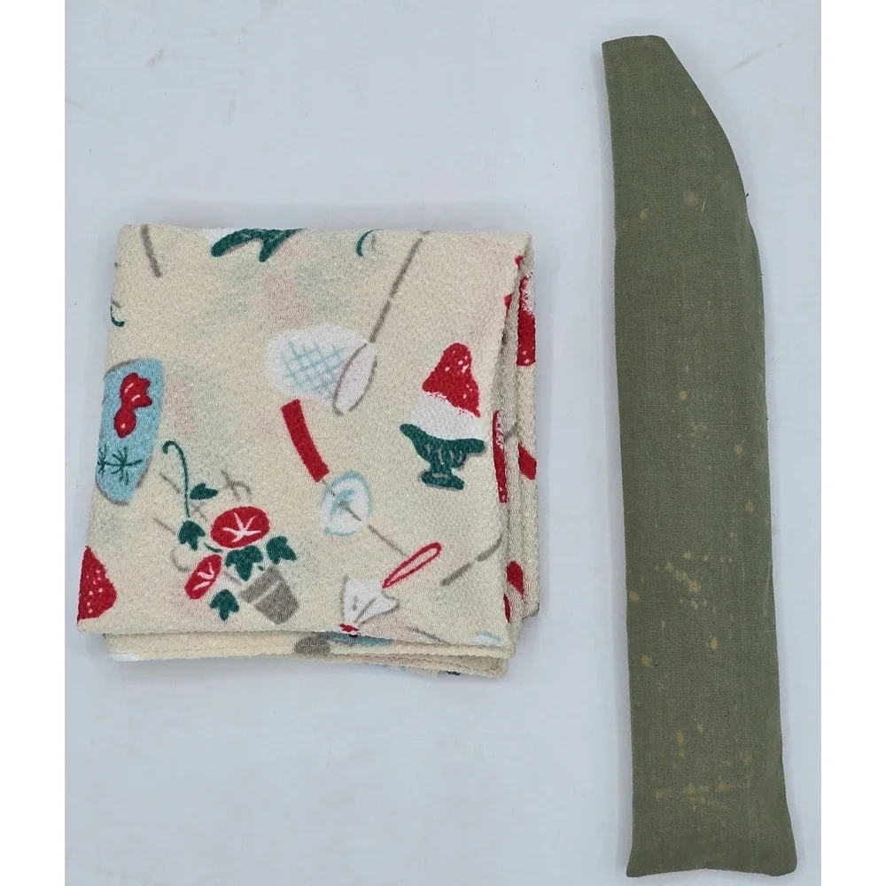 VTG Summer Themed White Bunny and Floral Folding Fan + Sheen Summer Theme Fabric